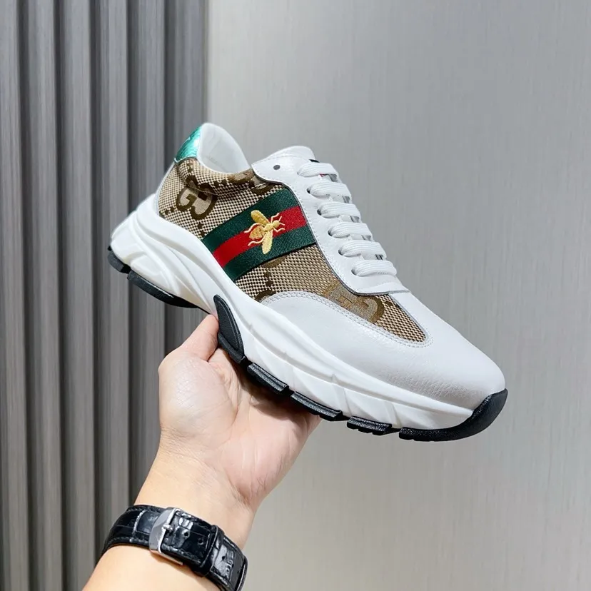 Factory P420💰[gucci] New original men's fashionable casual shoes, exclusive original mold opening, the upper is made of original fabric with first-layer cowhide, comfortable sheepskin lining, rubber combination, lightweight foaming, wear-resistant and non-slip outsole, comfortable to wear🎋Fine workmanship, worthy of wearing, comfortable to wear, impeccable quality and workmanship. Code number 38-44